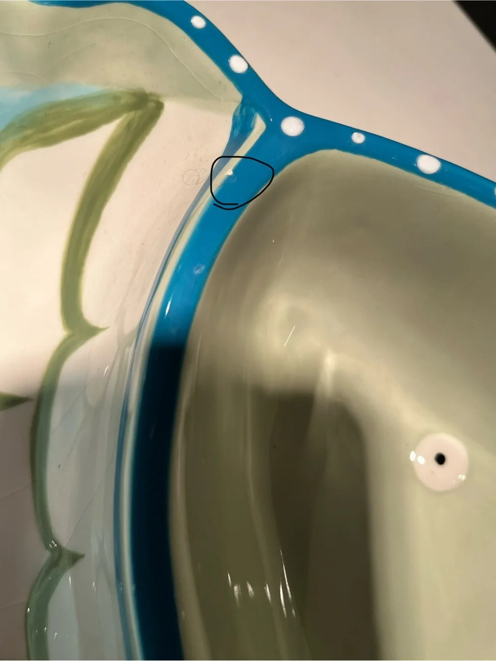 Fabulous green and blue fish serving dish. Hannabells by Johnna Elstob.
